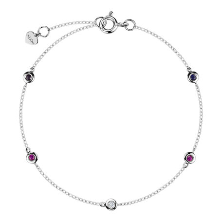 Diamond bracelet with Sapphire and Ruby Dots
