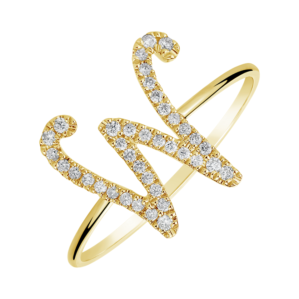Diamond ring Curly Glittery W