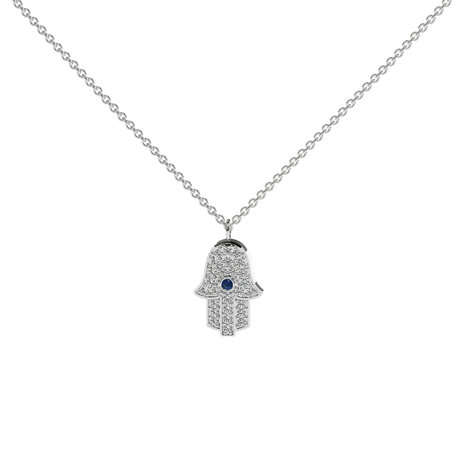 Diamond necklace with Sapphire Hamsa