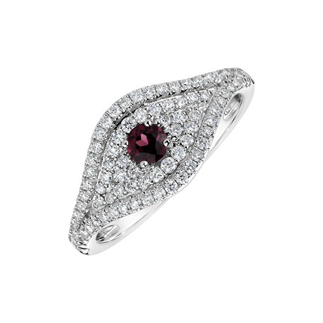 Diamond ring with Rhodolite Bright Vision