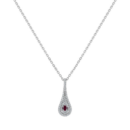Diamond pendant with Rhodolite Classy Drop