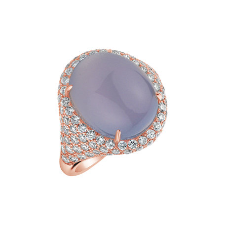 Diamond ring with Chalcedony Royal Opium