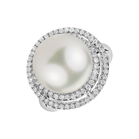 Diamond ring with Pearl Touch Ocean