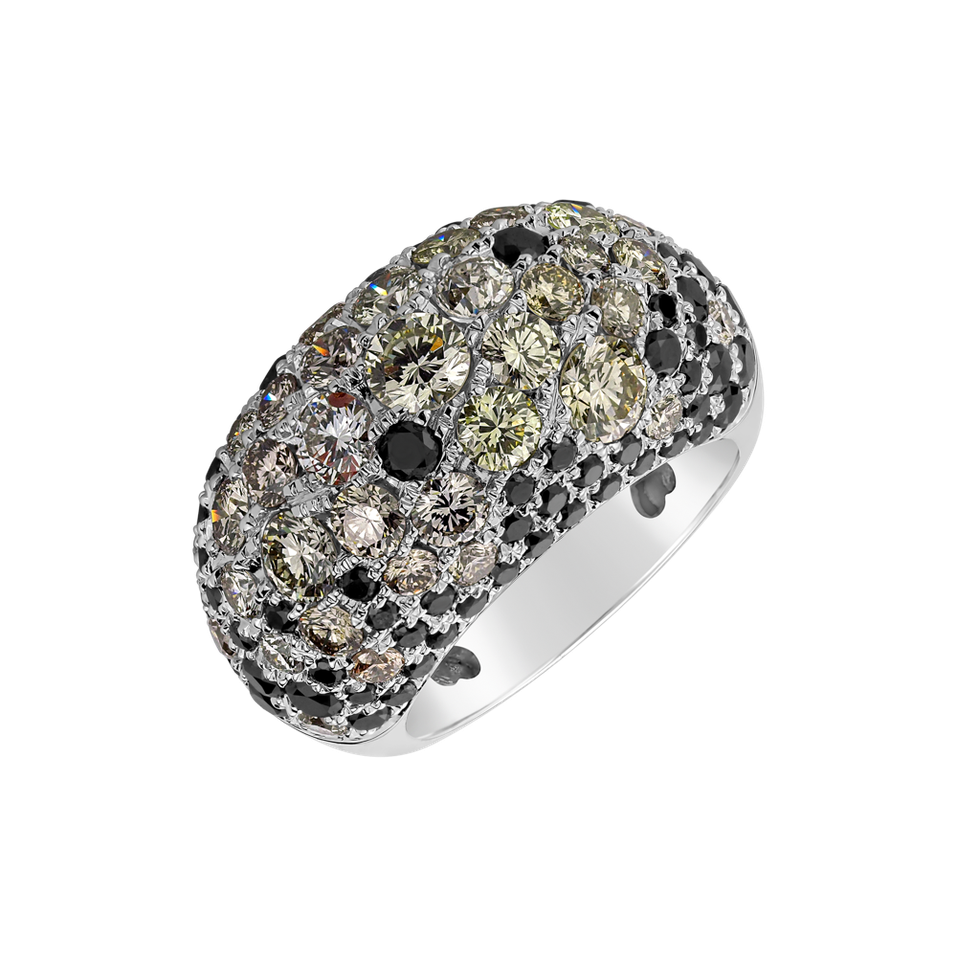 Ring with black and white diamonds Belle