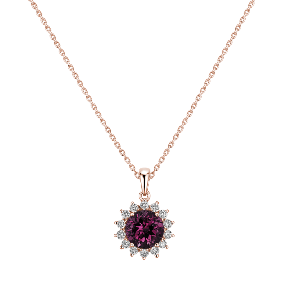 Diamond pendant with Rhodolite Magical Flora