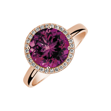 Diamond ring with Rhodolite Violette