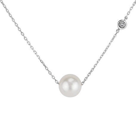 Diamond necklace with Fresh Water Pearl Lakeside Love