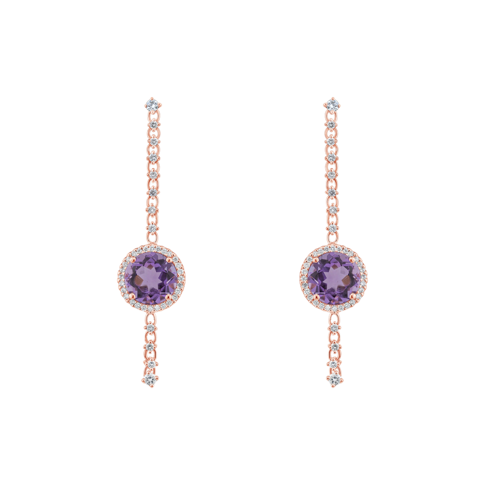 Diamond earrings with Amethyst Kirby
