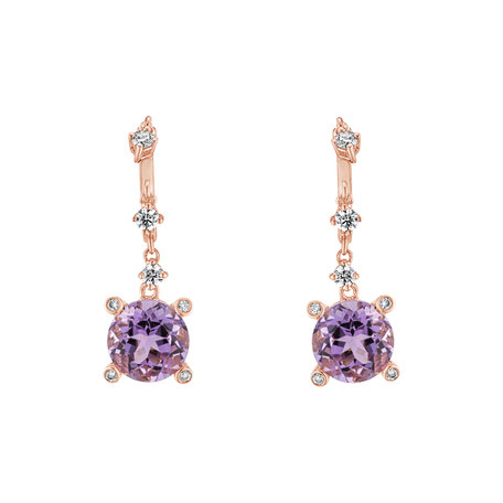Diamond earrings with Amethyst Low Lough