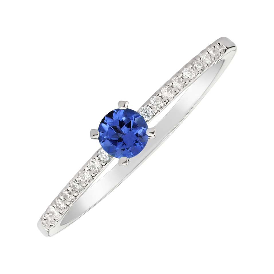 Diamond ring with Tanzanite Gem Simplicity