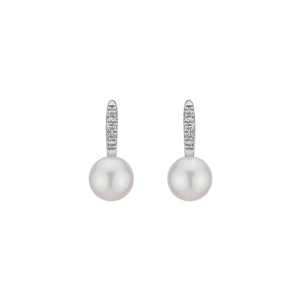 Diamond earrings with Pearl Shimmering Lake