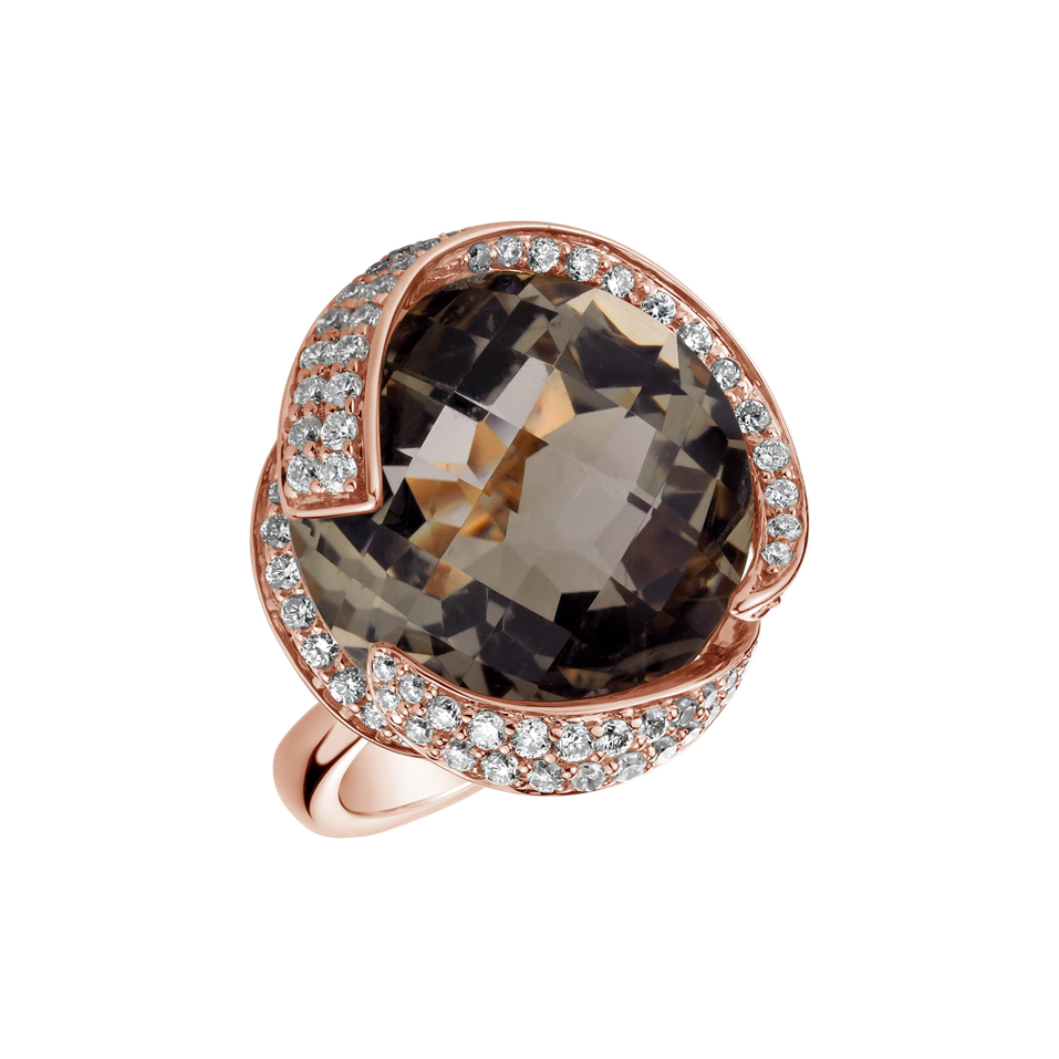 Diamond ring with Quartz Sunny Dream