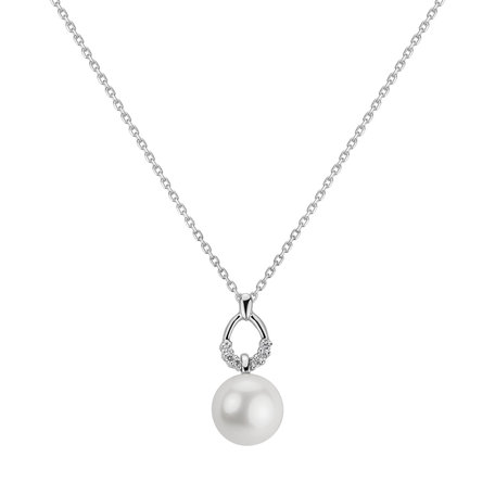 Diamond pendant with Pearl Sanguine Sea