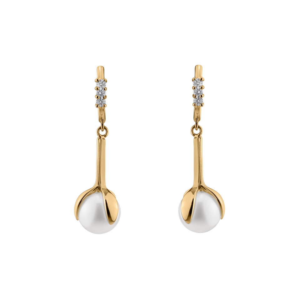 Diamond earrings with Pearl Ocean Flora
