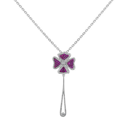 Diamond pendant with Sapphire Rose Princesse