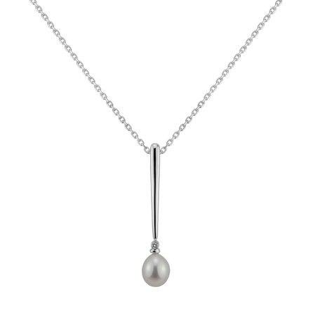 Diamond pendant with Pearl Sea Drop