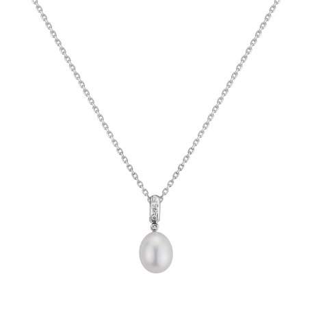 Diamond pendant with Pearl Venus Tear