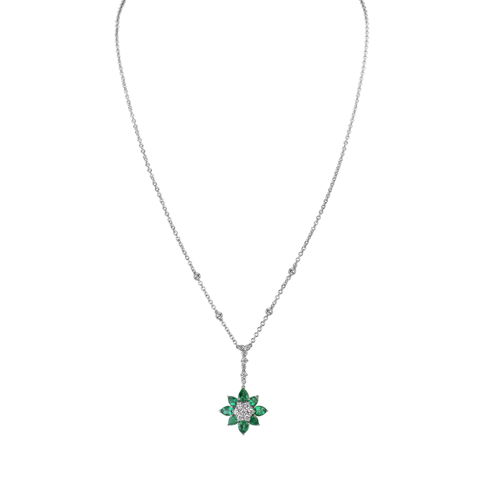 Diamond necklace with Emerald Ideal Charm