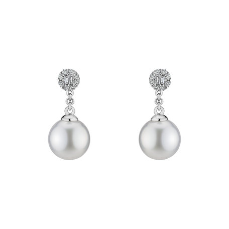 Diamond earrings with Pearl Crystal Sea