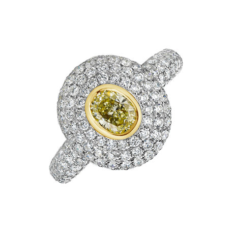Ring with yellow and white diamonds Odilion
