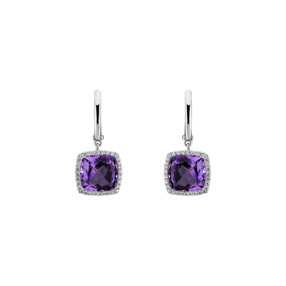 Diamond earrings with Amethyst Severed Fate