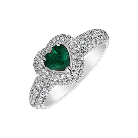 Diamond ring with Emerald Flamboyant Soul