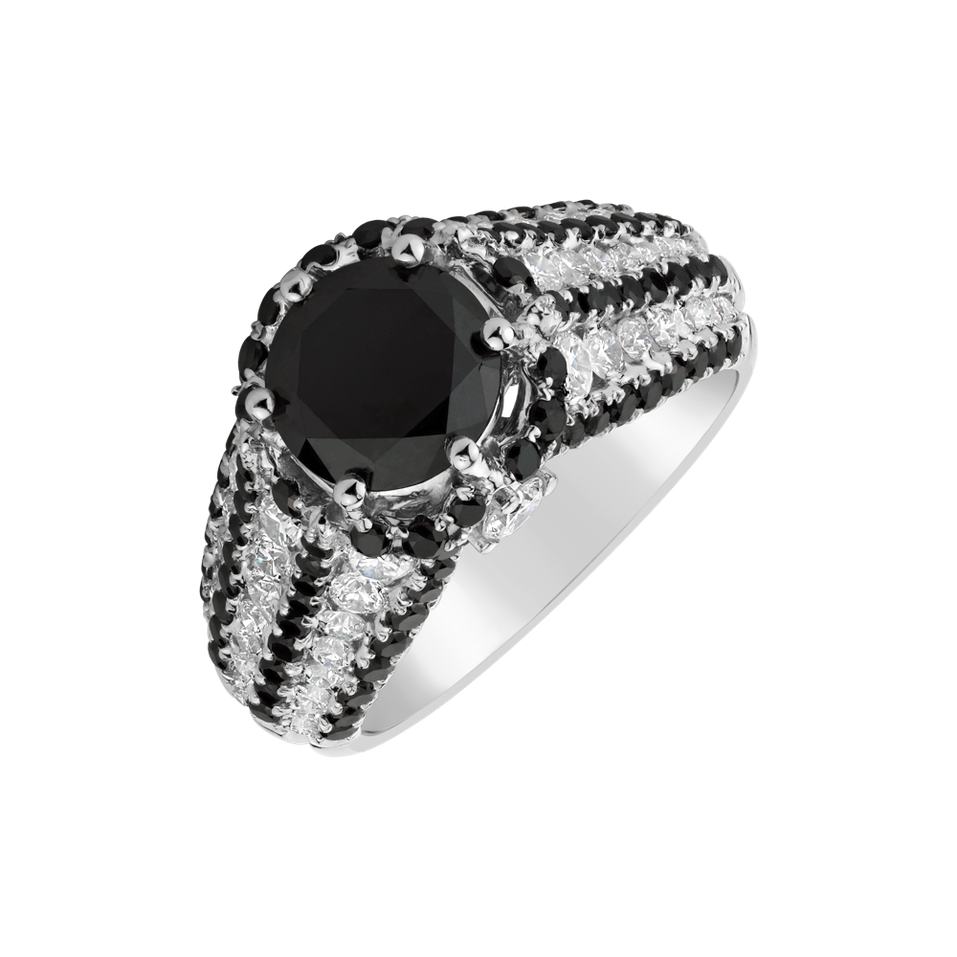 Ring with black and white diamonds Monroe