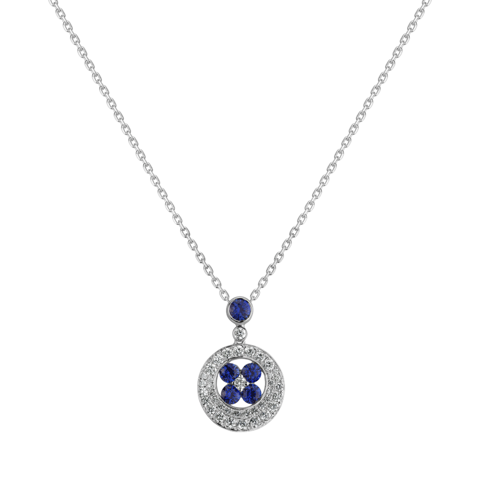 Diamond pendant with Sapphire Flower of Spring