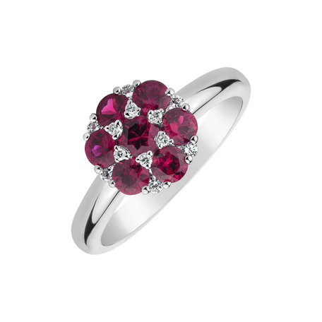 Diamond ring with Ruby Divine Blossom