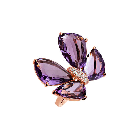 Diamond ring and Amethyst Dreamy Butterfly