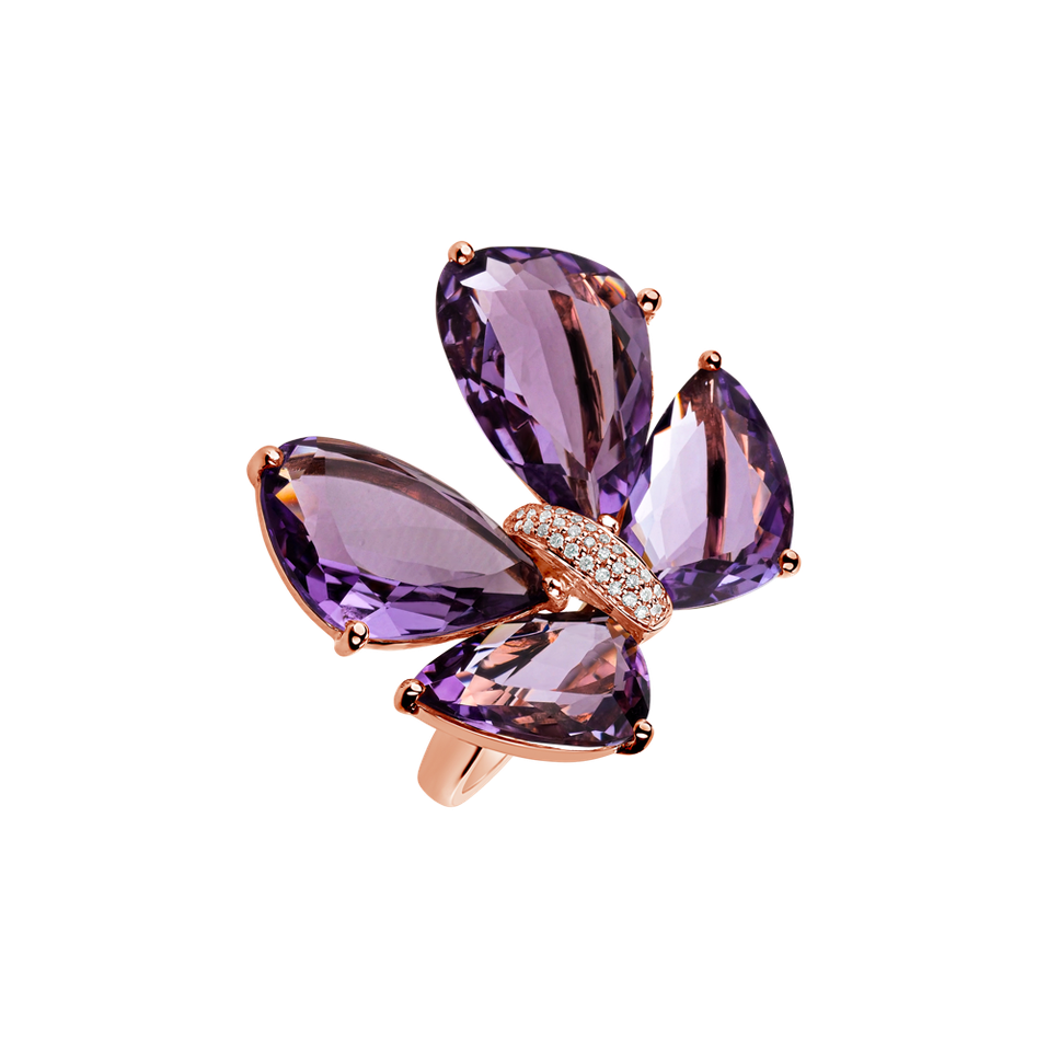Diamond ring and Amethyst Dreamy Butterfly