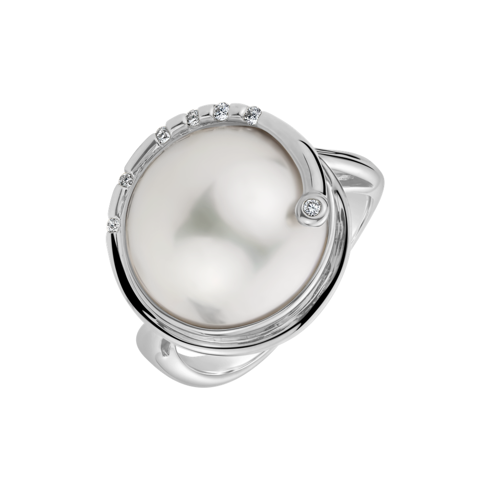 Diamond ring with Pearl Miraculous pearl