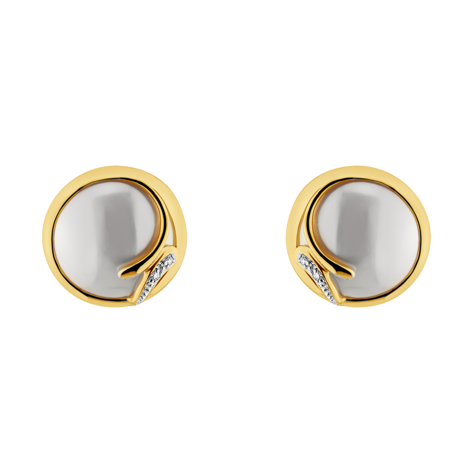 Diamond earrings with Pearl Heliades