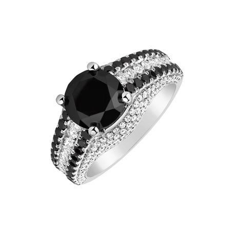 Ring with black and white diamonds Lovelin