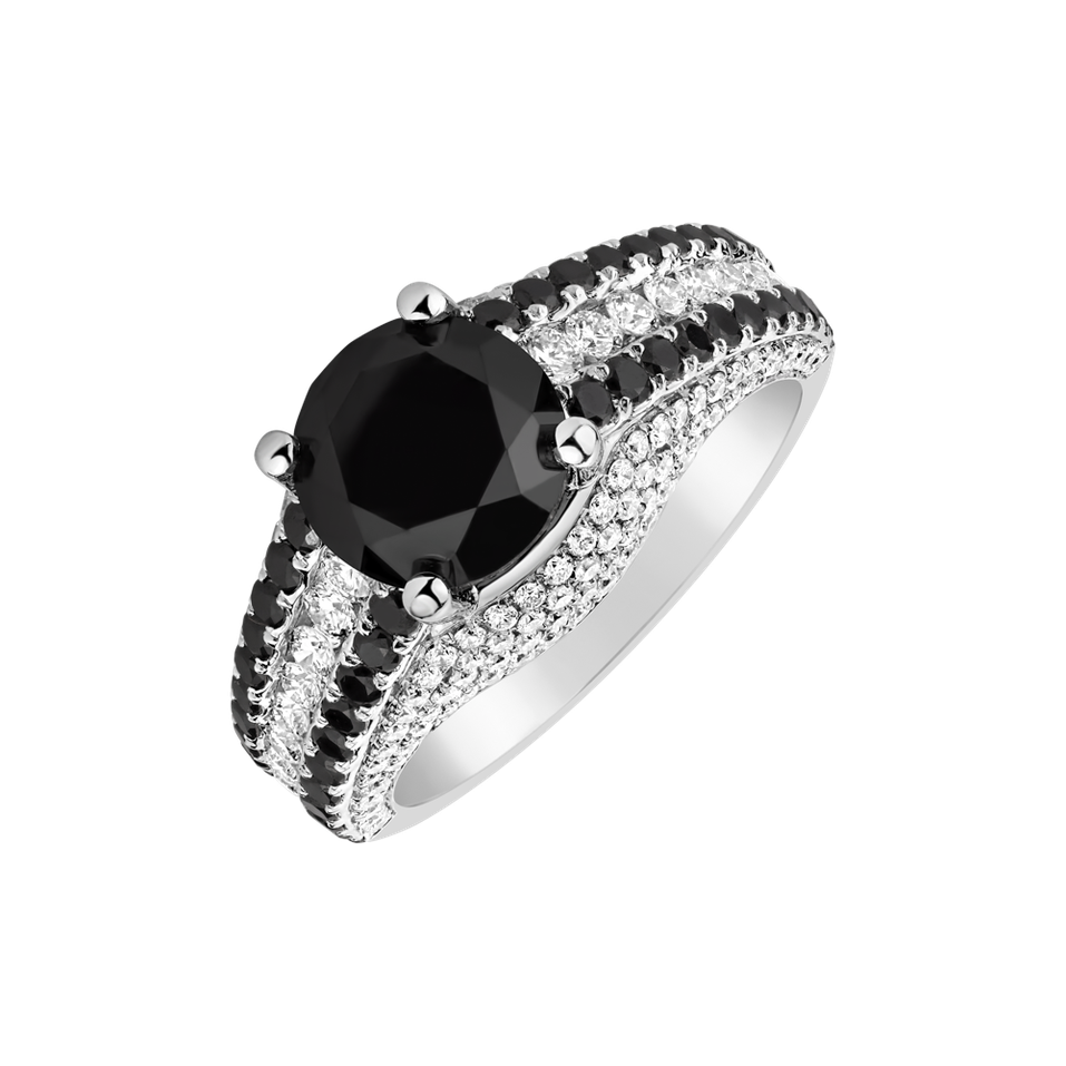 Ring with black and white diamonds Lovelin