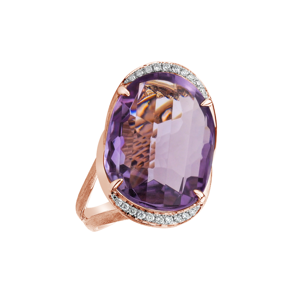 Diamond rings with Amethyst Royal Bubble