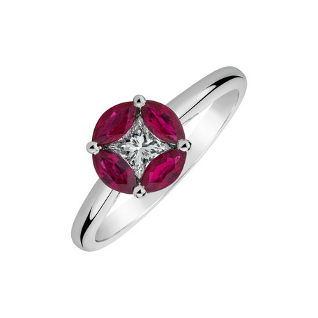 Diamond ring with Ruby Princess Passion