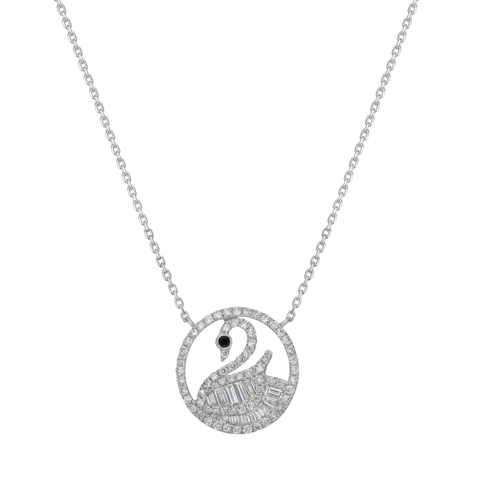 Necklace with black and white diamonds Glitter Swan