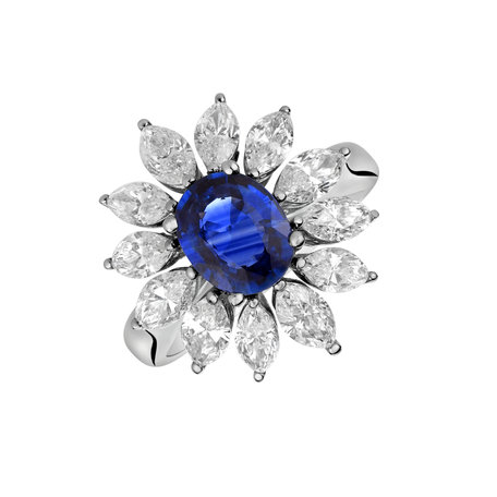 Diamond ring with Sapphire Galaxy Star