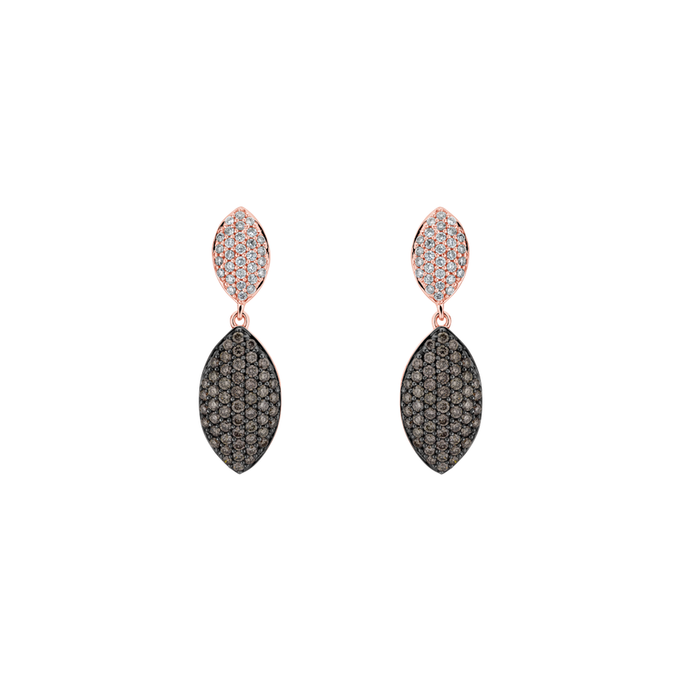Earrings with brown and white diamonds Opus of Illusions