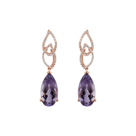 Diamond earrings with Amethyst Fairyland Castle