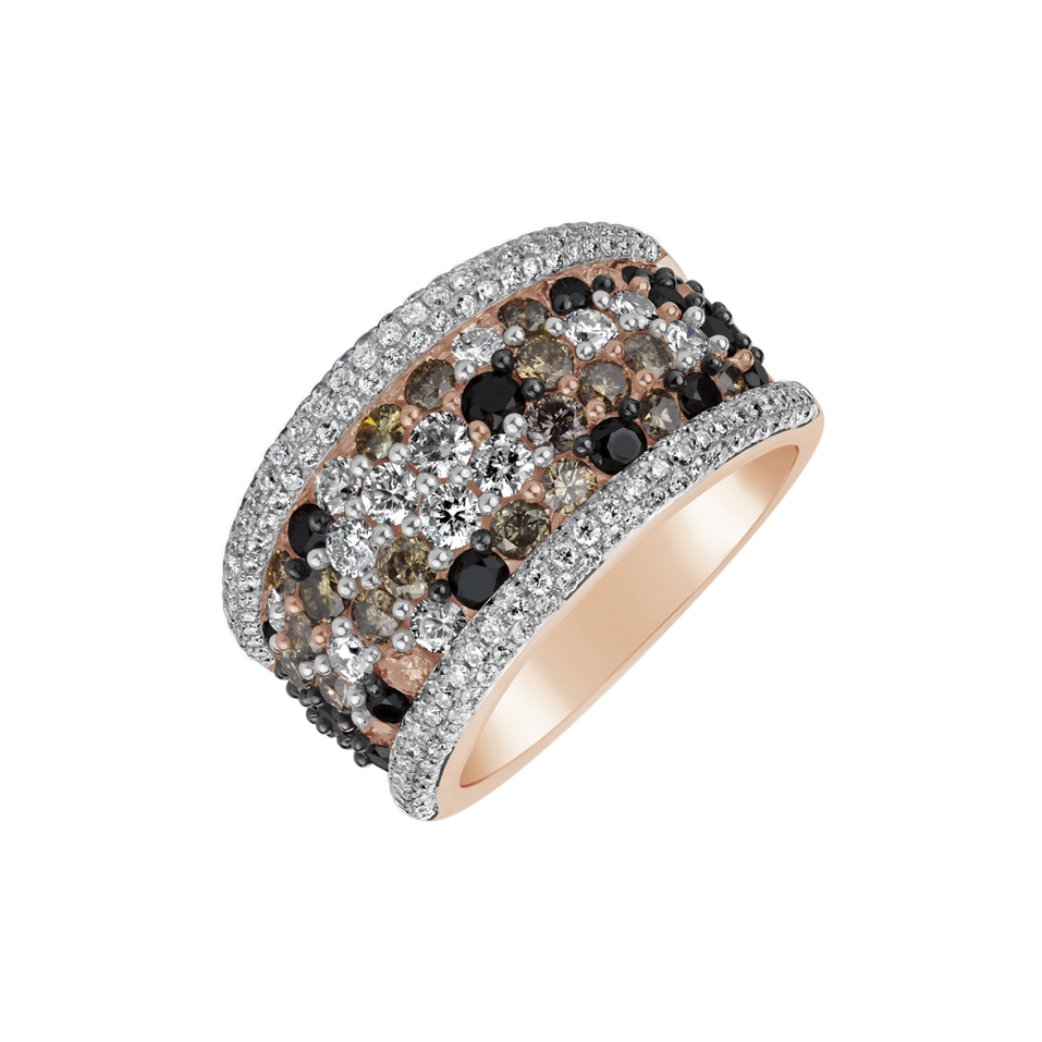Ring with white, brown and black diamonds Maple Grove