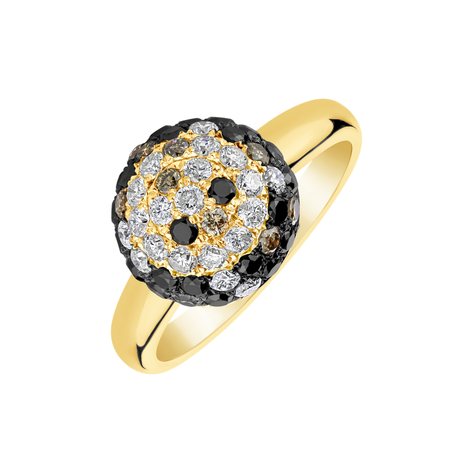 Ring with white, brown and black diamonds Peaceful Spirit