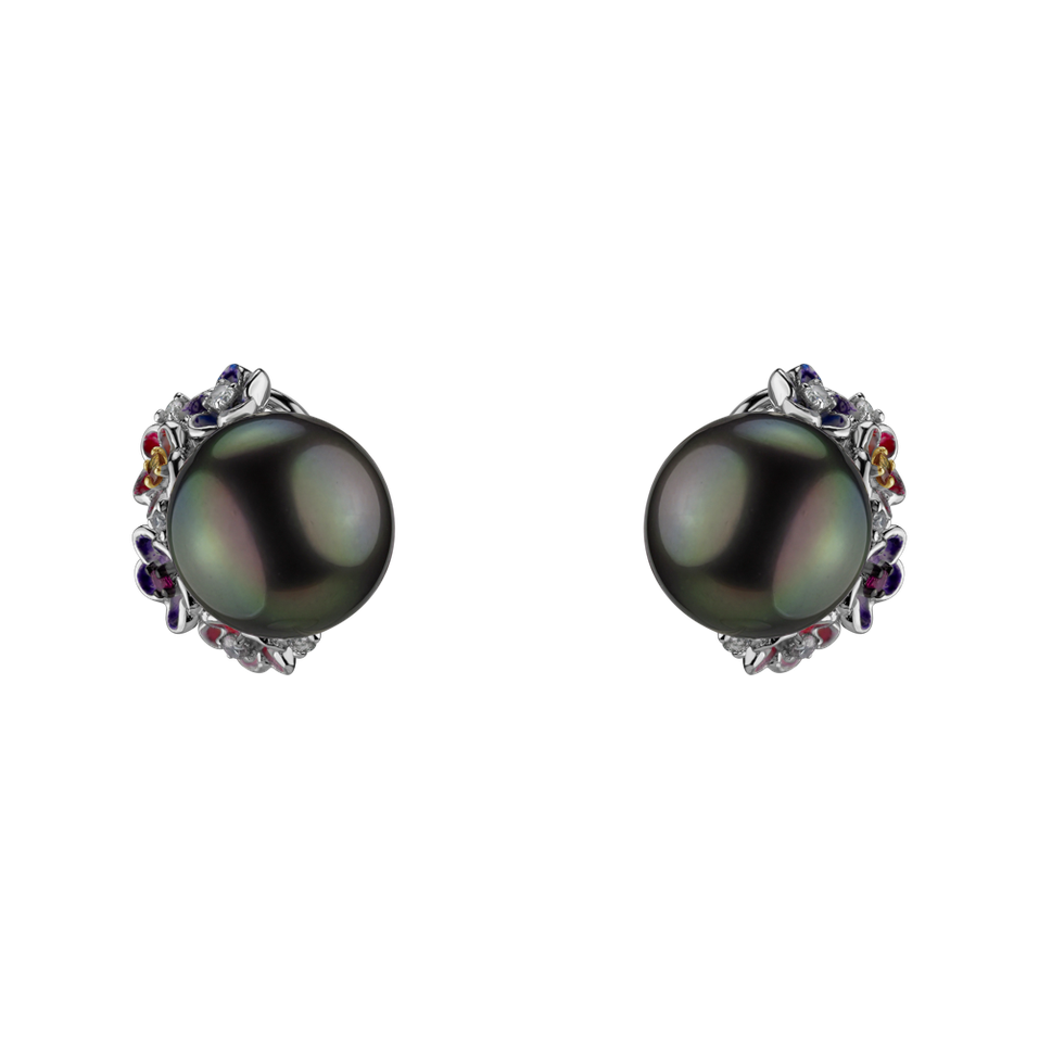 Diamond earrings with Pearl, Ruby and Sapphire Gremoria