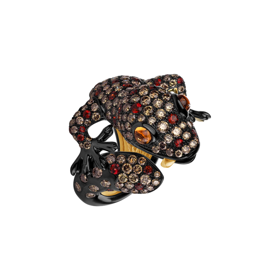 Ring with brown diamonds and Sapphire Miracle Gecko