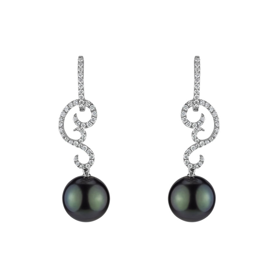 Diamond earrings with Pearl Dagon