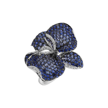 Diamond ring with Sapphire Star Orchid