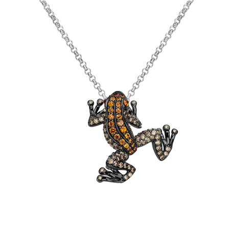 Pendant with brown diamonds and Sapphire Gold Frog
