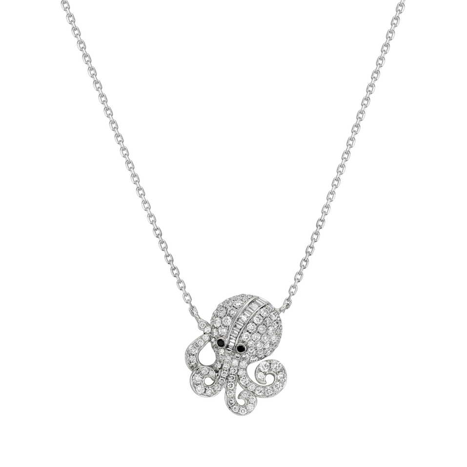 Necklace with black and white diamonds Sweet Octopus
