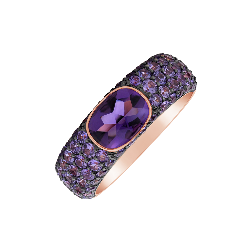 Ring with Sapphire and Amethyst Princess Galaxy